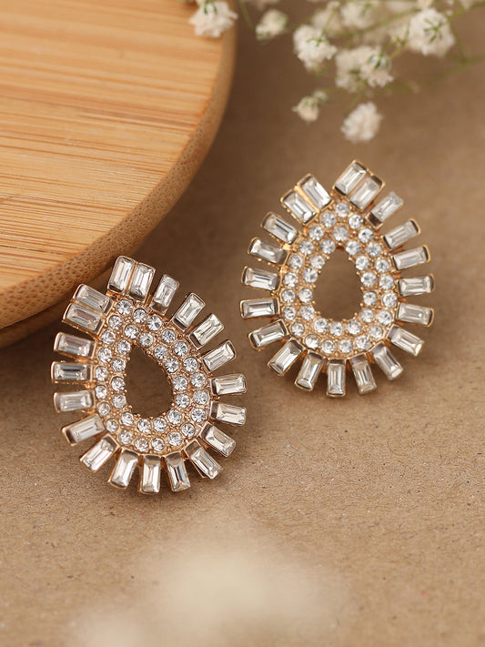 GOLD PLATED PARTY DESIGNER STONE STUD FOR WOMEN