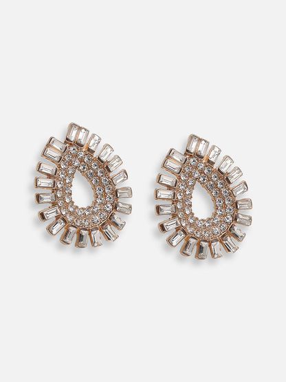 GOLD PLATED PARTY DESIGNER STONE STUD FOR WOMEN