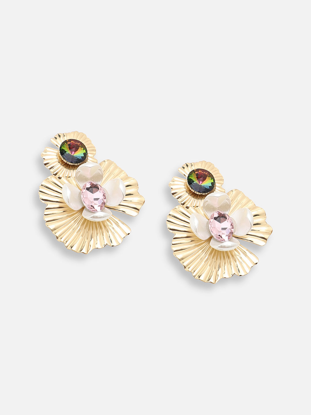 GOLD PLATED PARTY DESIGNER STONE DROP EARRING FOR WOMEN