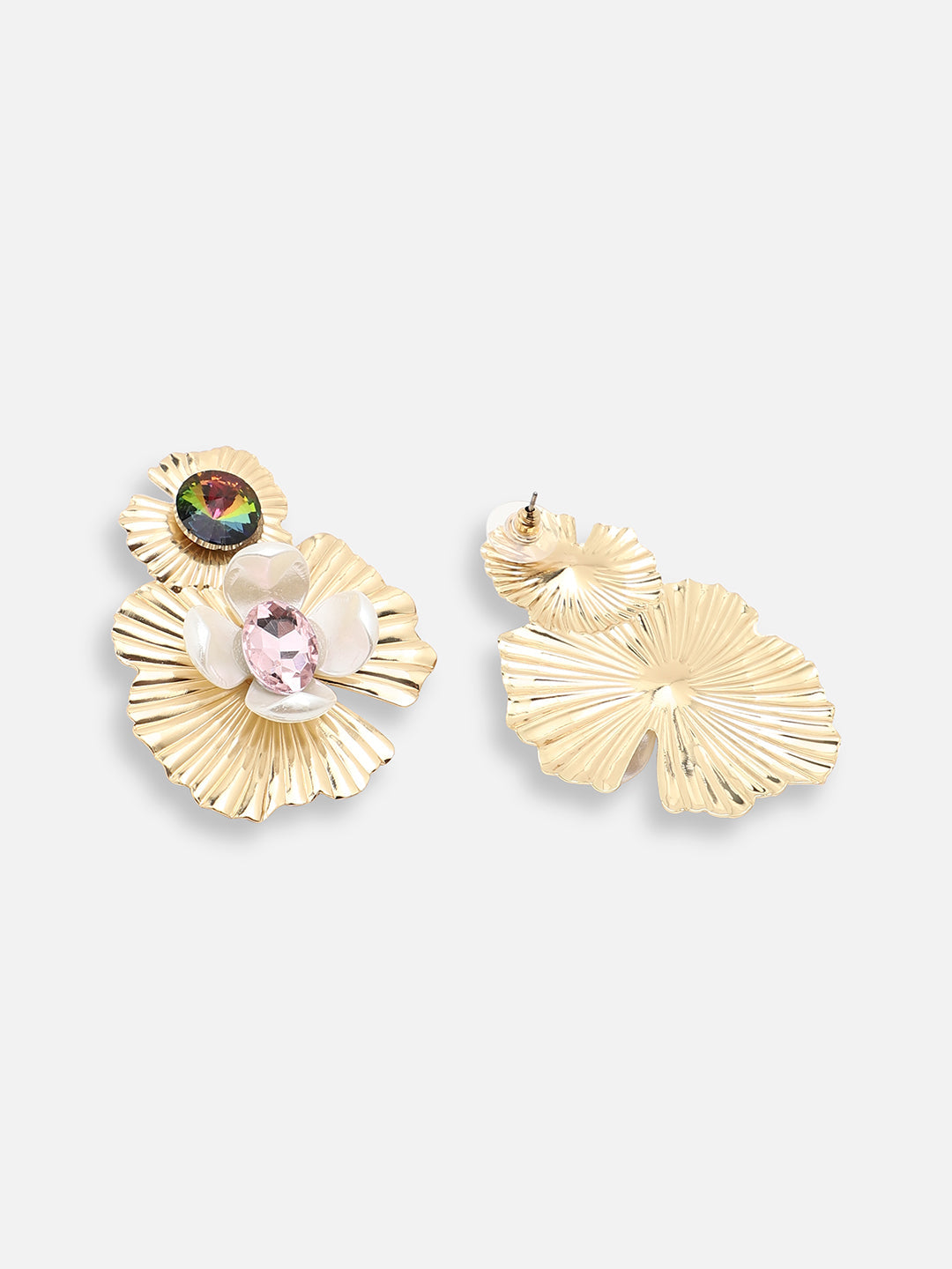 GOLD PLATED PARTY DESIGNER STONE DROP EARRING FOR WOMEN