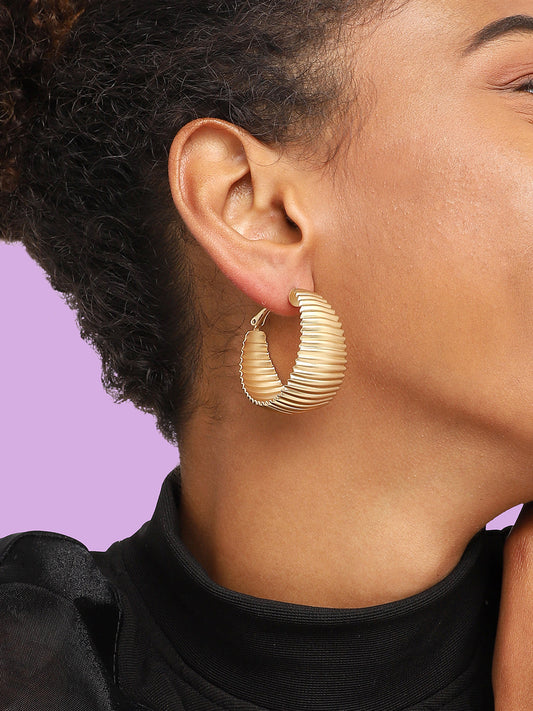 GOLD PLATED PARTY DESIGNER HOOP EARRING FOR WOMEN