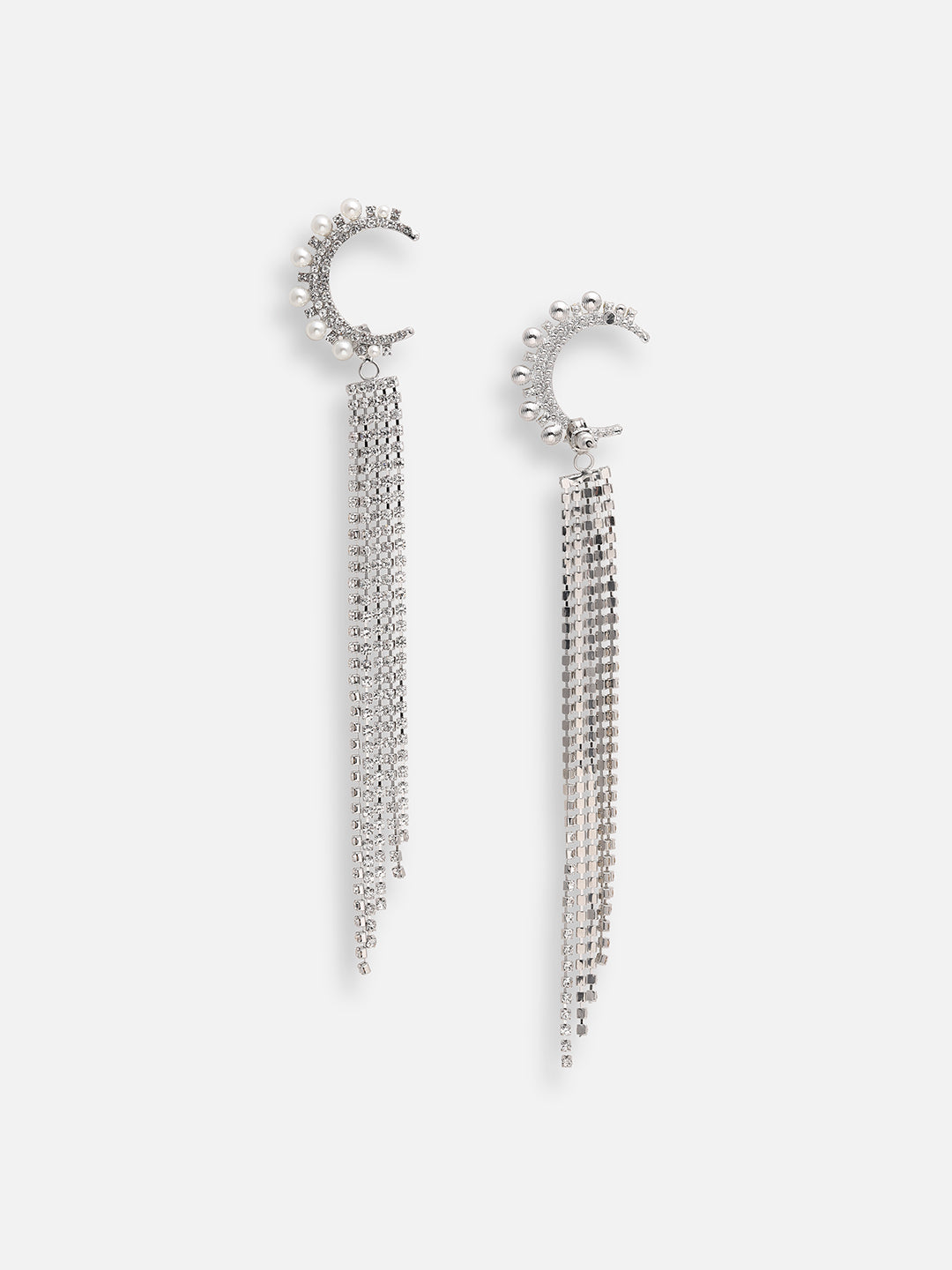 SILVER PLATED PARTY DESIGNER STONE DROP EARRING FOR WOMEN