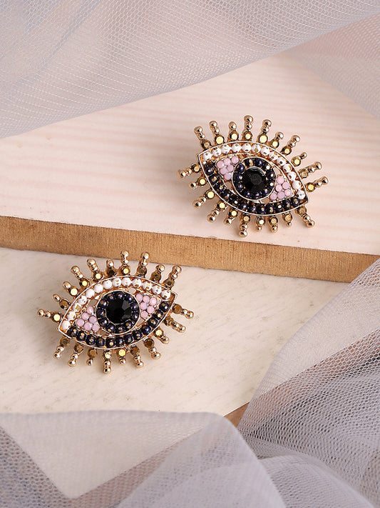 GOLD PLATED PARTY DESIGNER STONE STUD FOR WOMEN