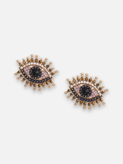 GOLD PLATED PARTY DESIGNER STONE STUD FOR WOMEN