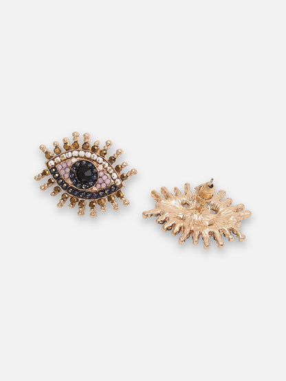 GOLD PLATED PARTY DESIGNER STONE STUD FOR WOMEN