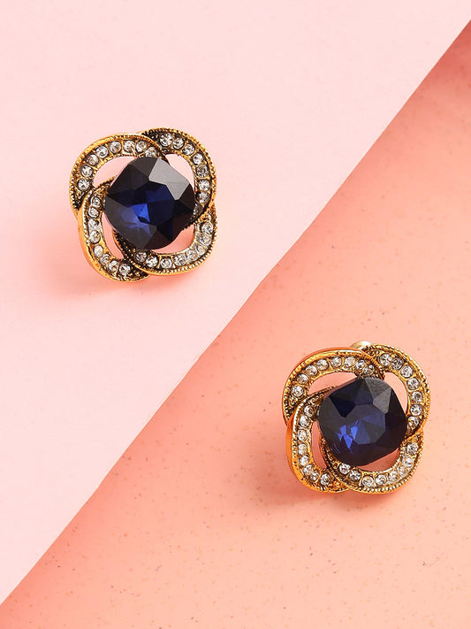 GOLD PLATED PARTY DESIGNER STONE STUD FOR WOMEN