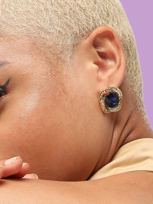 GOLD PLATED PARTY DESIGNER STONE STUD FOR WOMEN