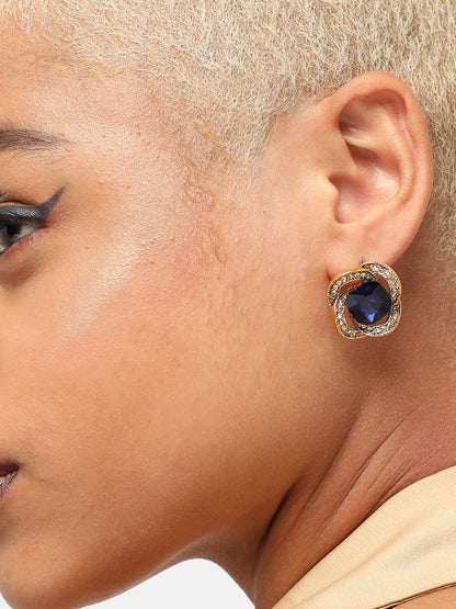 GOLD PLATED PARTY DESIGNER STONE STUD FOR WOMEN