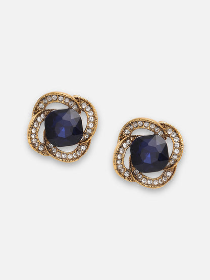 GOLD PLATED PARTY DESIGNER STONE STUD FOR WOMEN