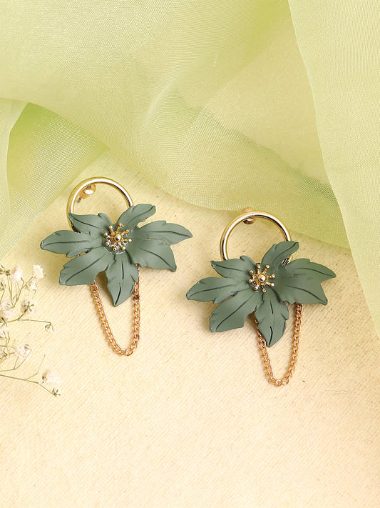 GOLD PLATED PARTY DESIGNER STONE DROP EARRING FOR WOMEN