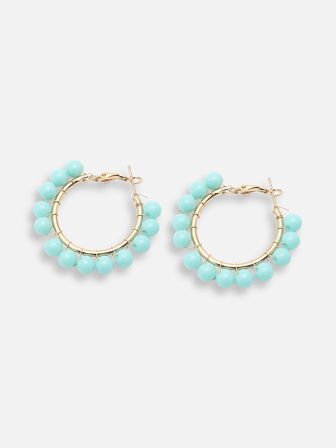 GOLD PLATED PARTY DESIGNER STONE HOOP EARRING FOR WOMEN