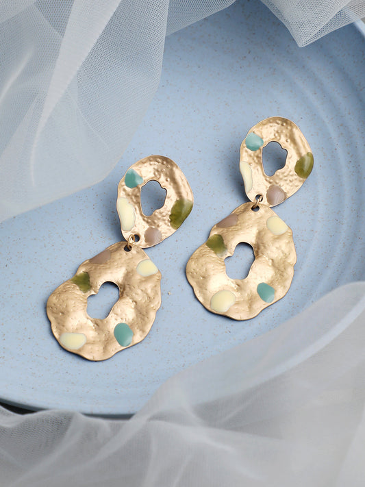 GOLD PLATED PARTY DESIGNER STONE DROP EARRING FOR WOMEN