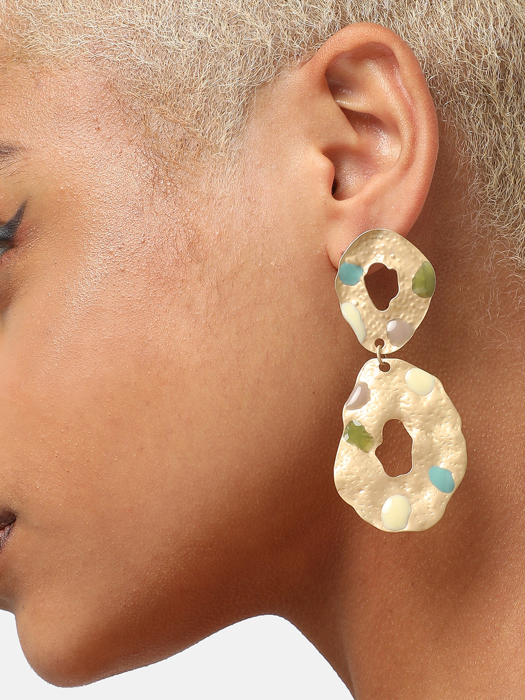 GOLD PLATED PARTY DESIGNER STONE DROP EARRING FOR WOMEN