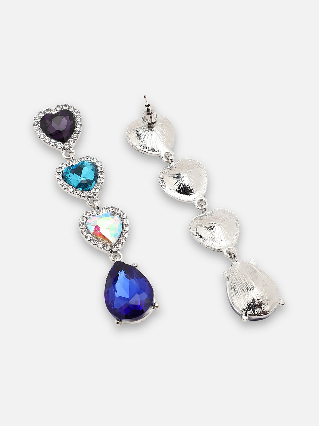 SILVER PLATED PARTY DESIGNER STONE DROP EARRING FOR WOMEN