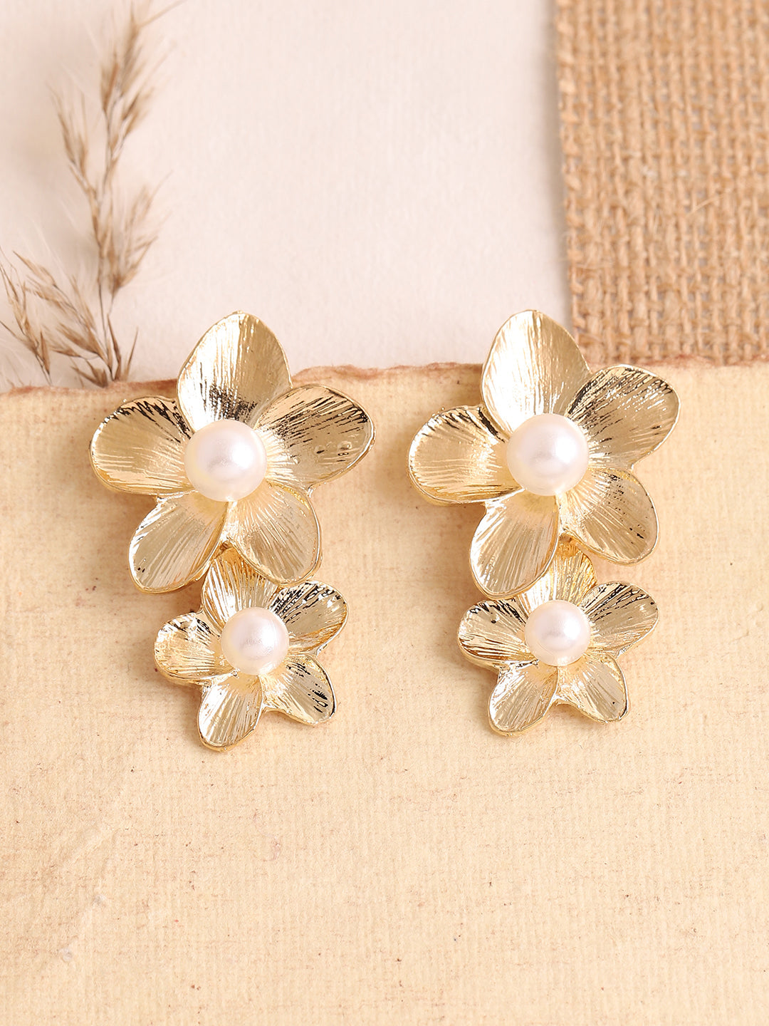 GOLD PLATED PARTY DESIGNER STONE DROP EARRING FOR WOMEN