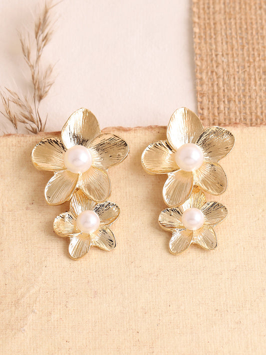 GOLD PLATED PARTY DESIGNER STONE DROP EARRING FOR WOMEN