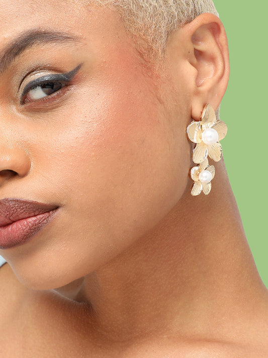 GOLD PLATED PARTY DESIGNER STONE DROP EARRING FOR WOMEN
