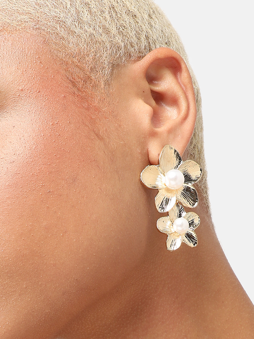 GOLD PLATED PARTY DESIGNER STONE DROP EARRING FOR WOMEN
