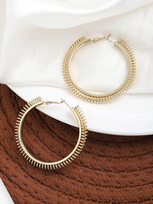 GOLD PLATED PARTY DESIGNER STONE HOOP EARRING FOR WOMEN