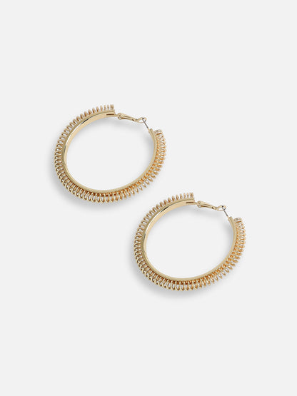 GOLD PLATED PARTY DESIGNER STONE HOOP EARRING FOR WOMEN