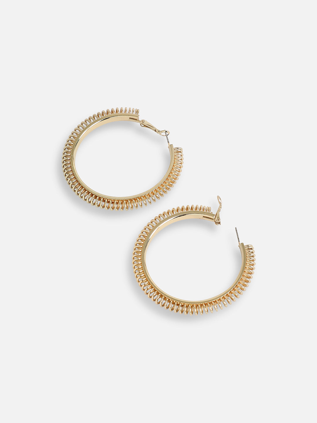 GOLD PLATED PARTY DESIGNER STONE HOOP EARRING FOR WOMEN