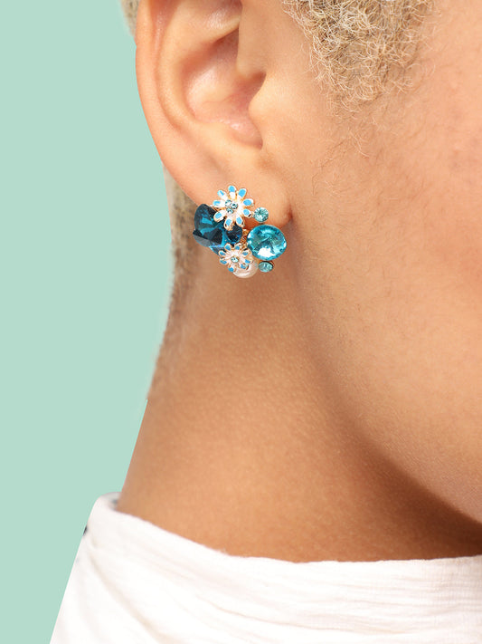 GOLD PLATED PARTY DESIGNER STONE STUD FOR WOMEN