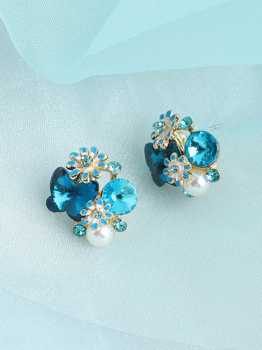 GOLD PLATED PARTY DESIGNER STONE STUD FOR WOMEN