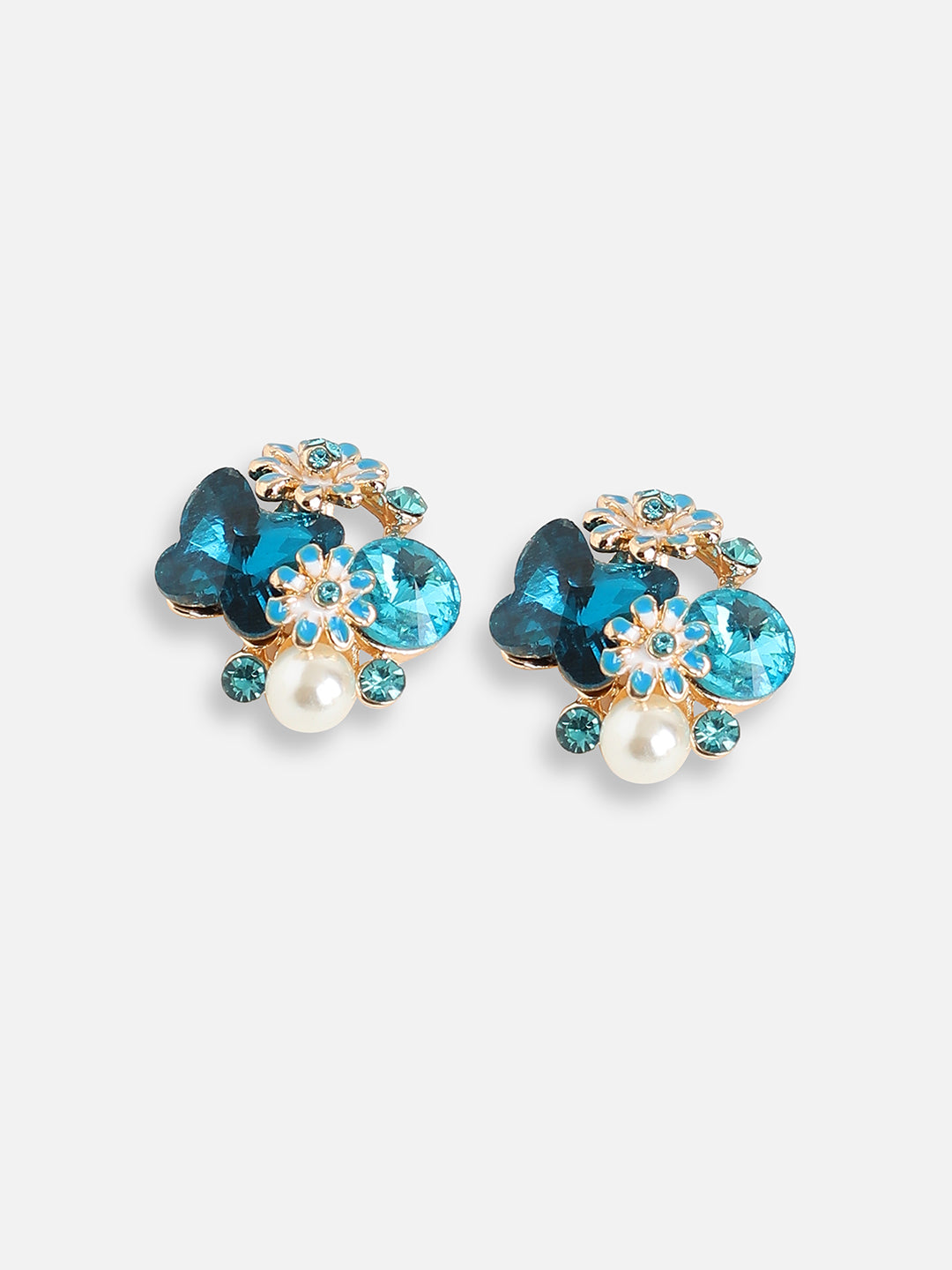 GOLD PLATED PARTY DESIGNER STONE STUD FOR WOMEN