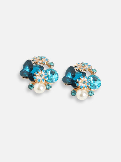 GOLD PLATED PARTY DESIGNER STONE STUD FOR WOMEN