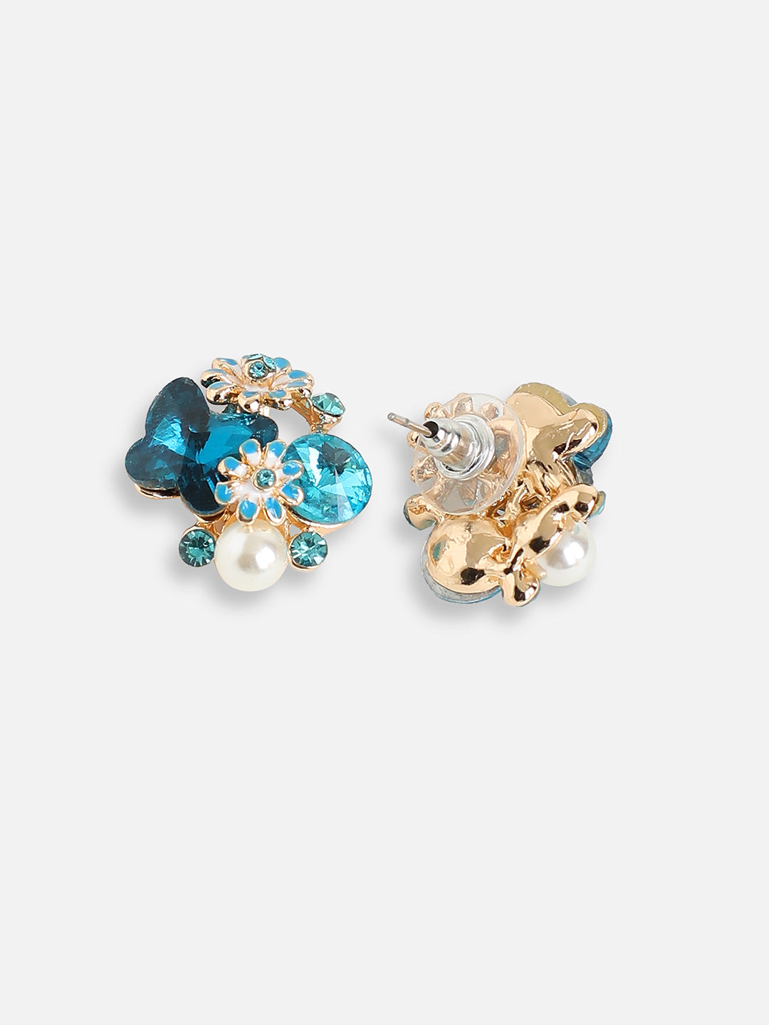GOLD PLATED PARTY DESIGNER STONE STUD FOR WOMEN