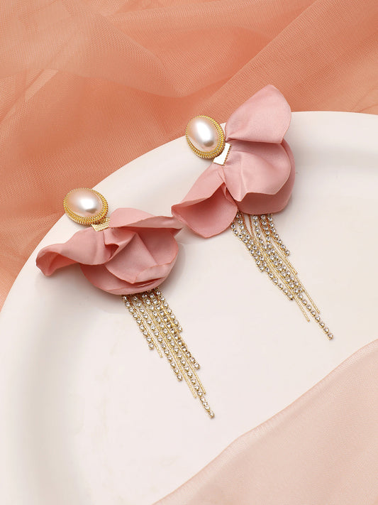 GOLD PLATED PARTY DESIGNER STONE DROP EARRING FOR WOMEN