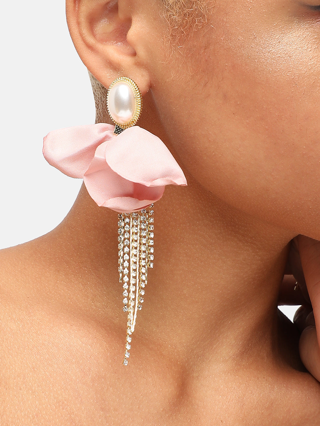 GOLD PLATED PARTY DESIGNER STONE DROP EARRING FOR WOMEN