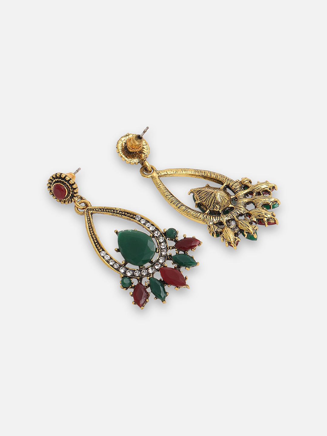 GOLD PLATED PARTY DESIGNER STONE DROP EARRING FOR WOMEN