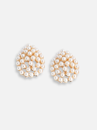 GOLD PLATED PARTY PEARLS STUD FOR WOMEN