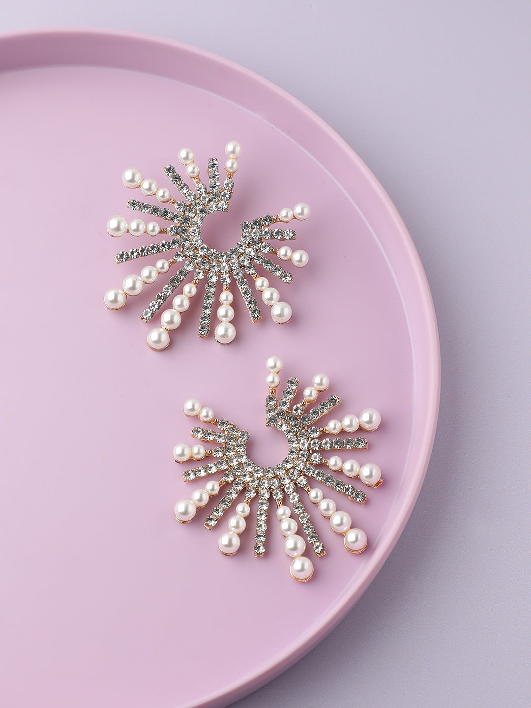 GOLD PLATED PARTY DESIGNER STONE STUD FOR WOMEN