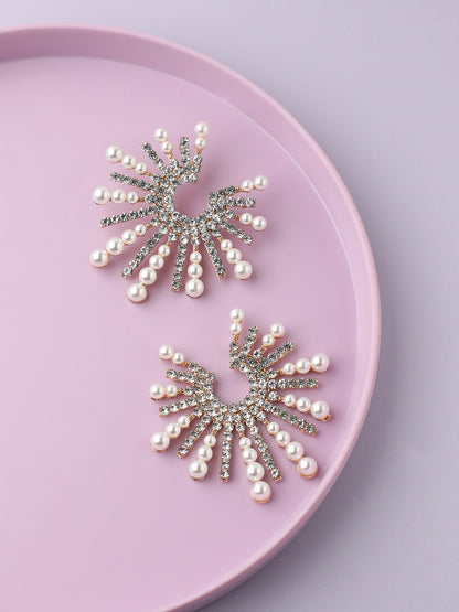 GOLD PLATED PARTY DESIGNER STONE STUD FOR WOMEN