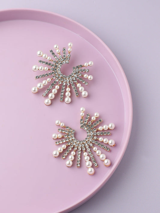 GOLD PLATED PARTY DESIGNER STONE STUD FOR WOMEN