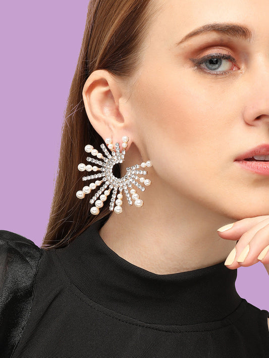 GOLD PLATED PARTY DESIGNER STONE STUD FOR WOMEN