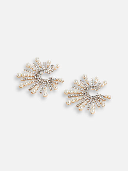 GOLD PLATED PARTY DESIGNER STONE STUD FOR WOMEN