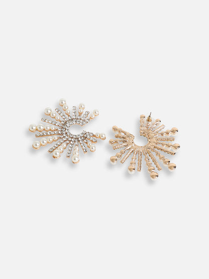GOLD PLATED PARTY DESIGNER STONE STUD FOR WOMEN