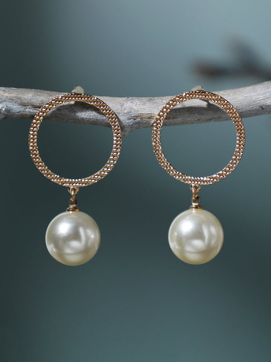 GOLD PLATED PARTY DESIGNER STONE DROP EARRING FOR WOMEN