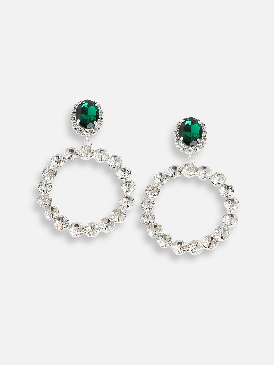SILVER PLATED PARTY DESIGNER STONE DROP EARRING FOR WOMEN