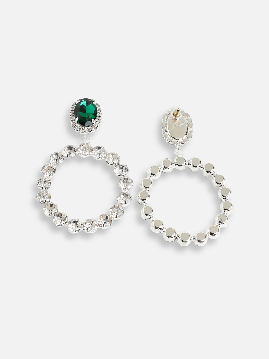 SILVER PLATED PARTY DESIGNER STONE DROP EARRING FOR WOMEN