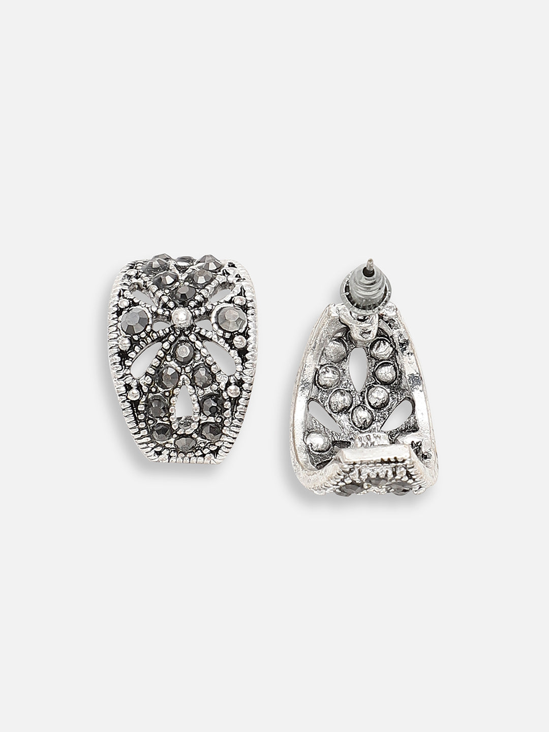 SILVER PLATED PARTY DESIGNER STONE HOOP EARRING FOR WOMEN