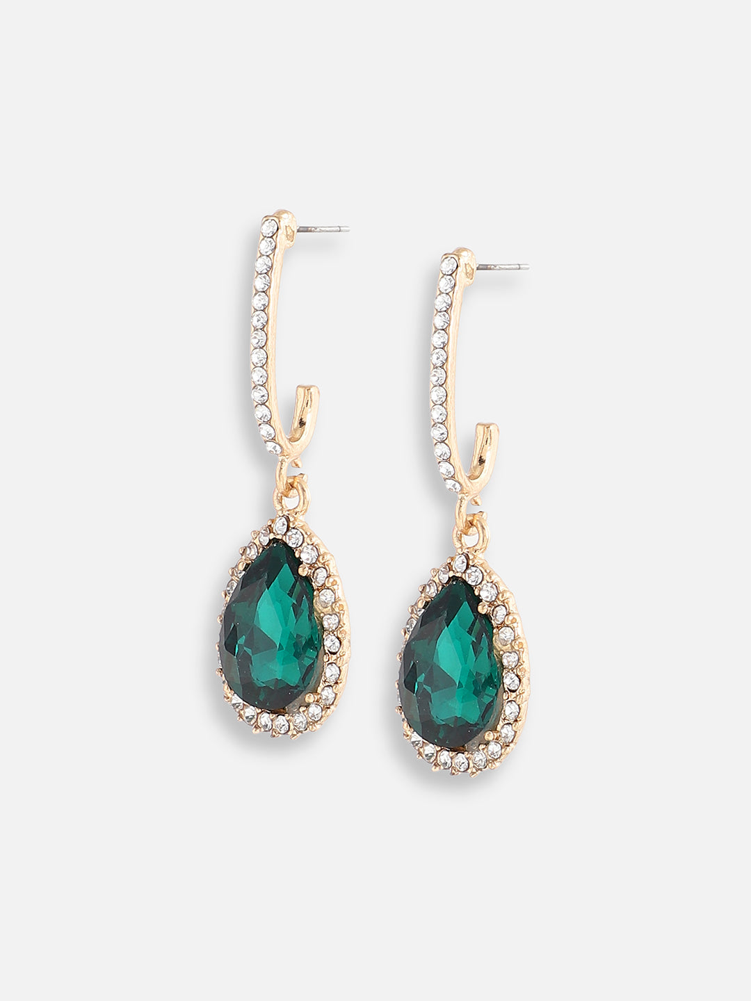 GOLD PLATED PARTY DESIGNER STONE DROP EARRING FOR WOMEN