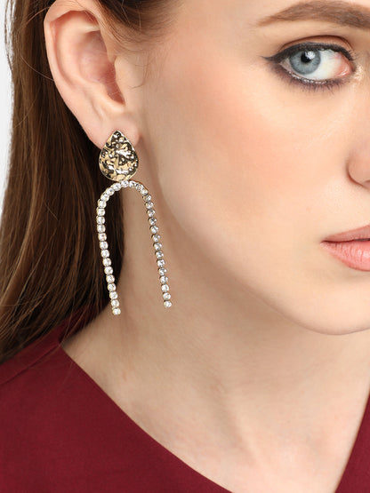 GOLD PLATED PARTY DESIGNER STONE DROP EARRING FOR WOMEN