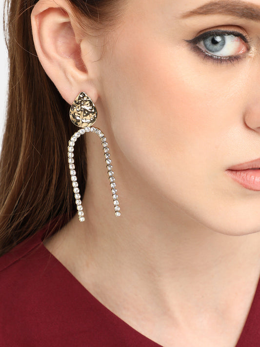GOLD PLATED PARTY DESIGNER STONE DROP EARRING FOR WOMEN