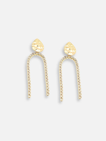 GOLD PLATED PARTY DESIGNER STONE DROP EARRING FOR WOMEN