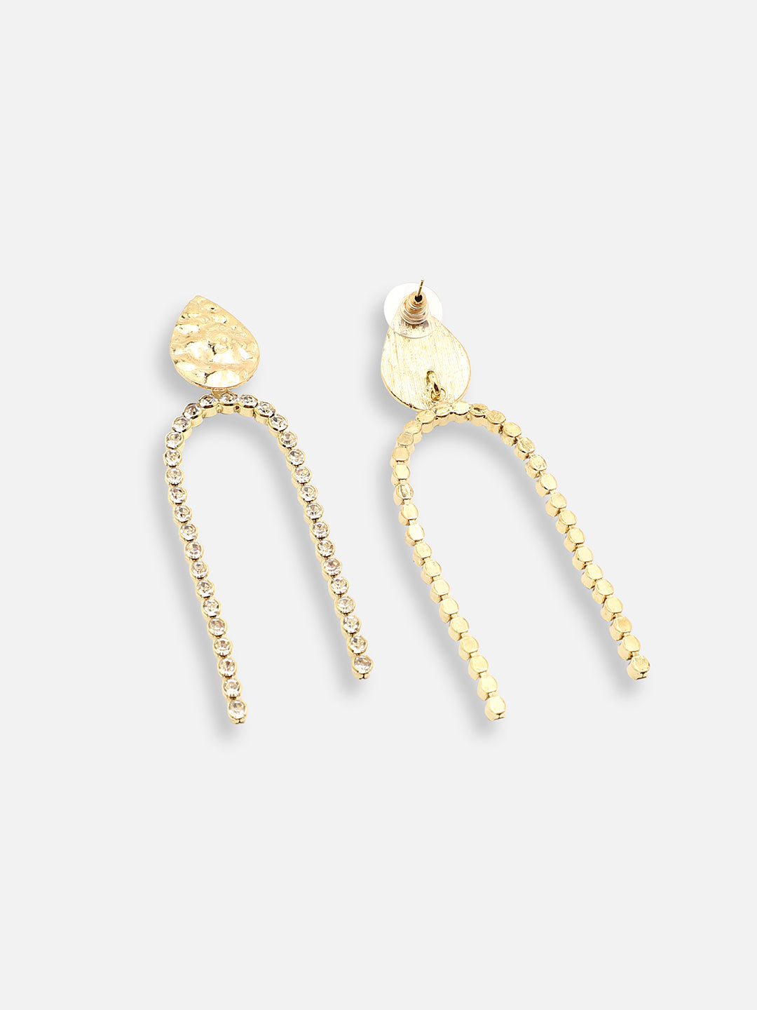 GOLD PLATED PARTY DESIGNER STONE DROP EARRING FOR WOMEN