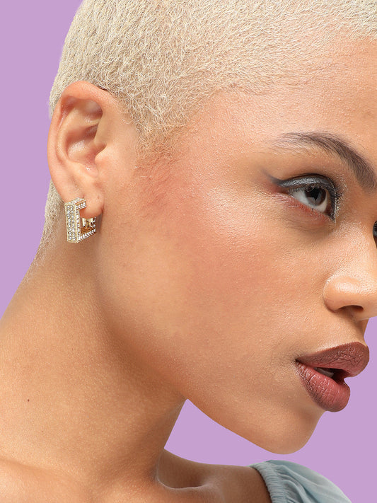 GOLD PLATED PARTY DESIGNER STONE DROP EARRING FOR WOMEN